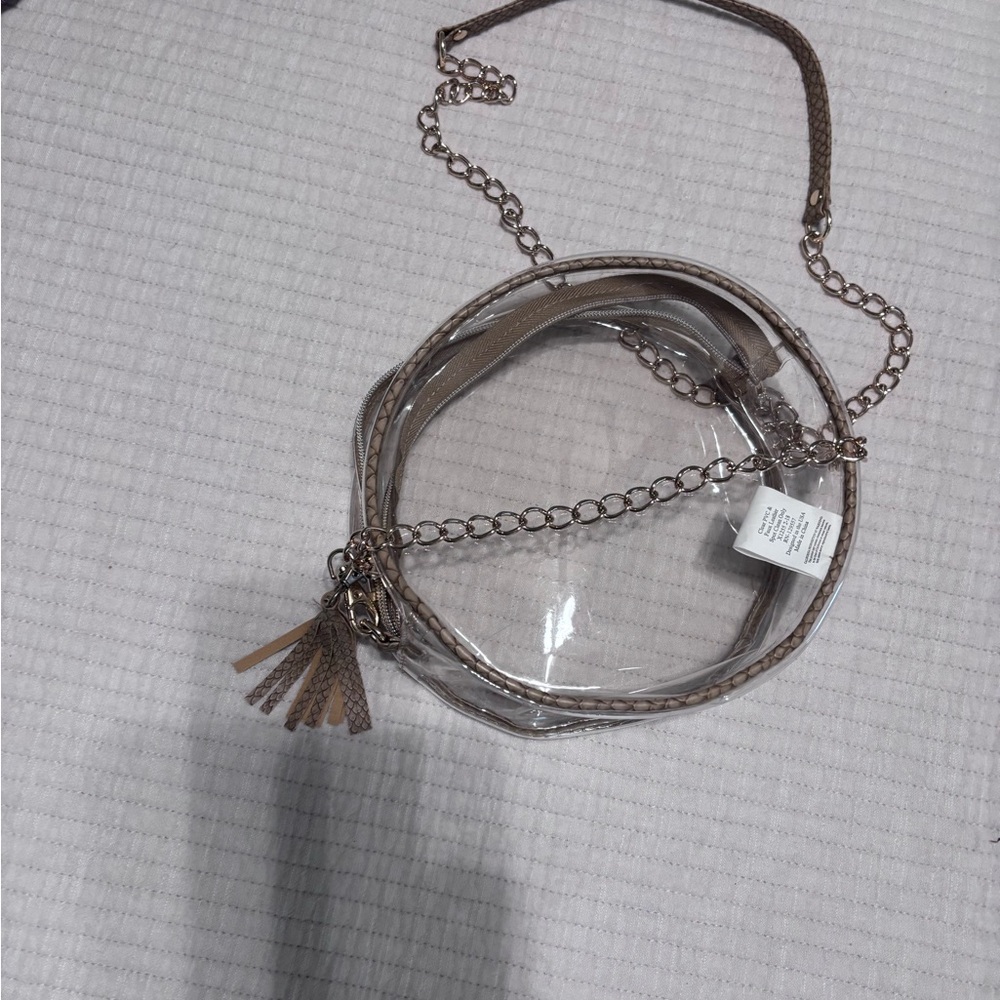 Clear Round Crossbody Bag with Chain Strap